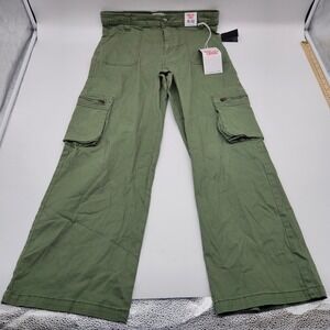 Celebrity Pink Womens Wide Leg Cargo Pants Olive Green High Rise Size 15/32 NWT